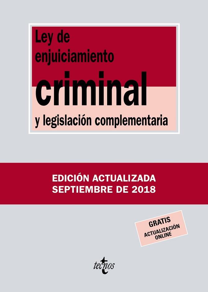 LEY DE ENJUICIAMIENTO CRIMINAL Y LEGISLACIÓN COMPLEMENTARIA | 9788430975112 | EDITORIAL TECNOS | Llibreria Drac - Llibreria d'Olot | Comprar llibres en català i castellà online