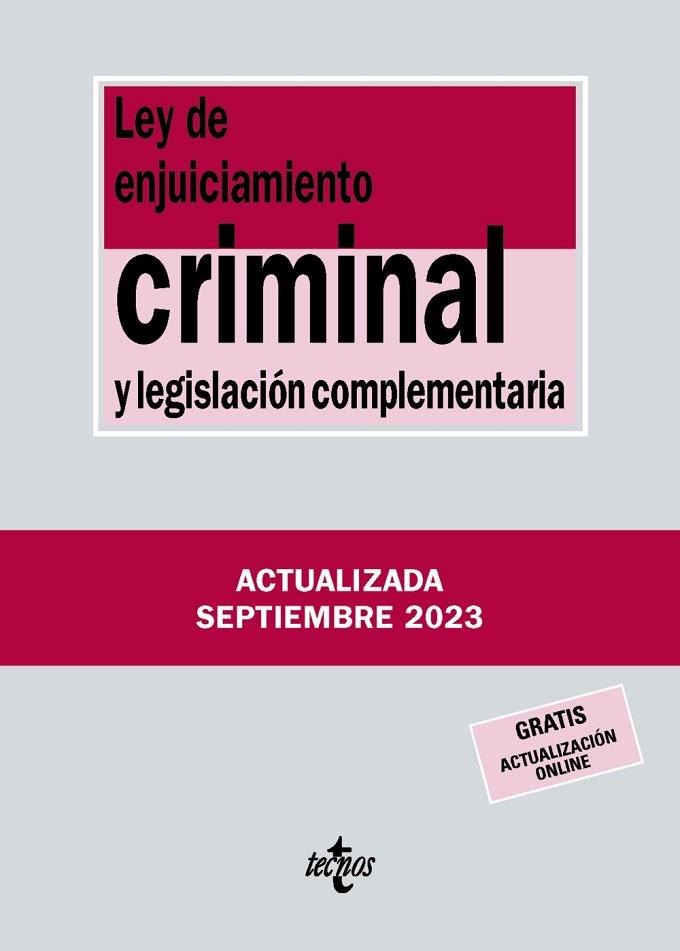 LEY DE ENJUICIAMIENTO CRIMINAL Y LEGISLACIÓN COMPLEMENTARIA | 9788430988433 | EDITORIAL TECNOS | Llibreria Drac - Librería de Olot | Comprar libros en catalán y castellano online