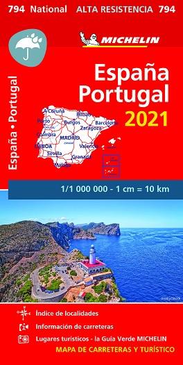 MAPA ESPAÑA Y PORTUGAL ALTA RESISTENCIA 2021 (NATIONAL 794) | 9782067250086 | MICHELIN | Llibreria Drac - Llibreria d'Olot | Comprar llibres en català i castellà online
