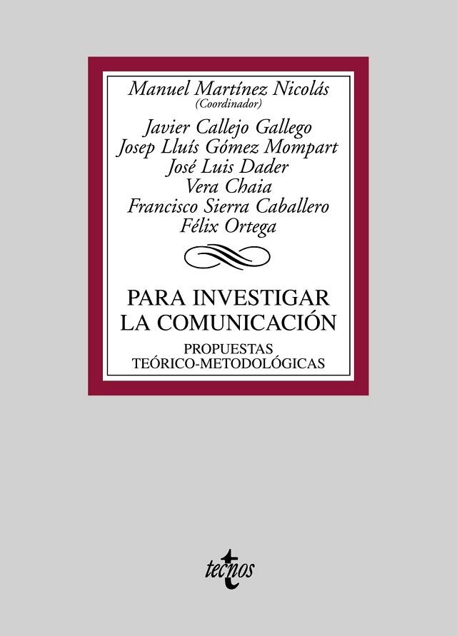 PARA INVESTIGAR LA COMUNICACION. PROPUESTAS TEORICO-METODOLO | 9788430948215 | MARTINEZ, MANUEL (COOR.) | Llibreria Drac - Llibreria d'Olot | Comprar llibres en català i castellà online