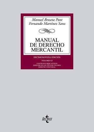 MANUAL DE DERECHO MERCANTIL VOL.2 | 9788430955145 | BROSETA, MANUEL | Llibreria Drac - Llibreria d'Olot | Comprar llibres en català i castellà online