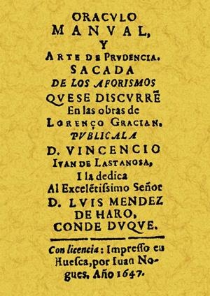 ORACULO MANUAL Y ARTE DE PRUDENCIA SACADA DE LOS AFORISMOS | 9788497614092 | LASTANOSA, VINCENCIO IVÁN DE | Llibreria Drac - Librería de Olot | Comprar libros en catalán y castellano online