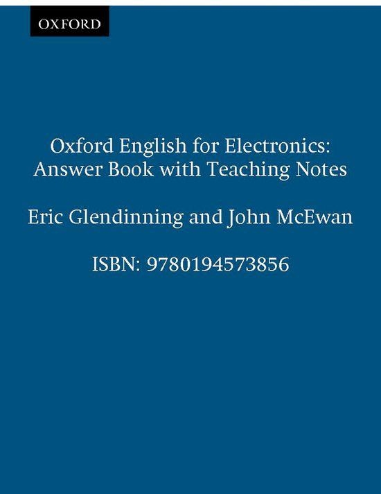 OXFORD ENGLISH FOR ELECTRONICS.ANSWER BOOK | 9780194573856 | GLENDINNING,ERIC | Llibreria Drac - Llibreria d'Olot | Comprar llibres en català i castellà online