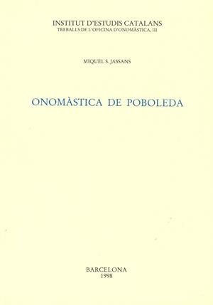 ONOMASTICA DE POBOLEDA | 9788472834026 | JASSANS, MIQUEL S. | Llibreria Drac - Librería de Olot | Comprar libros en catalán y castellano online