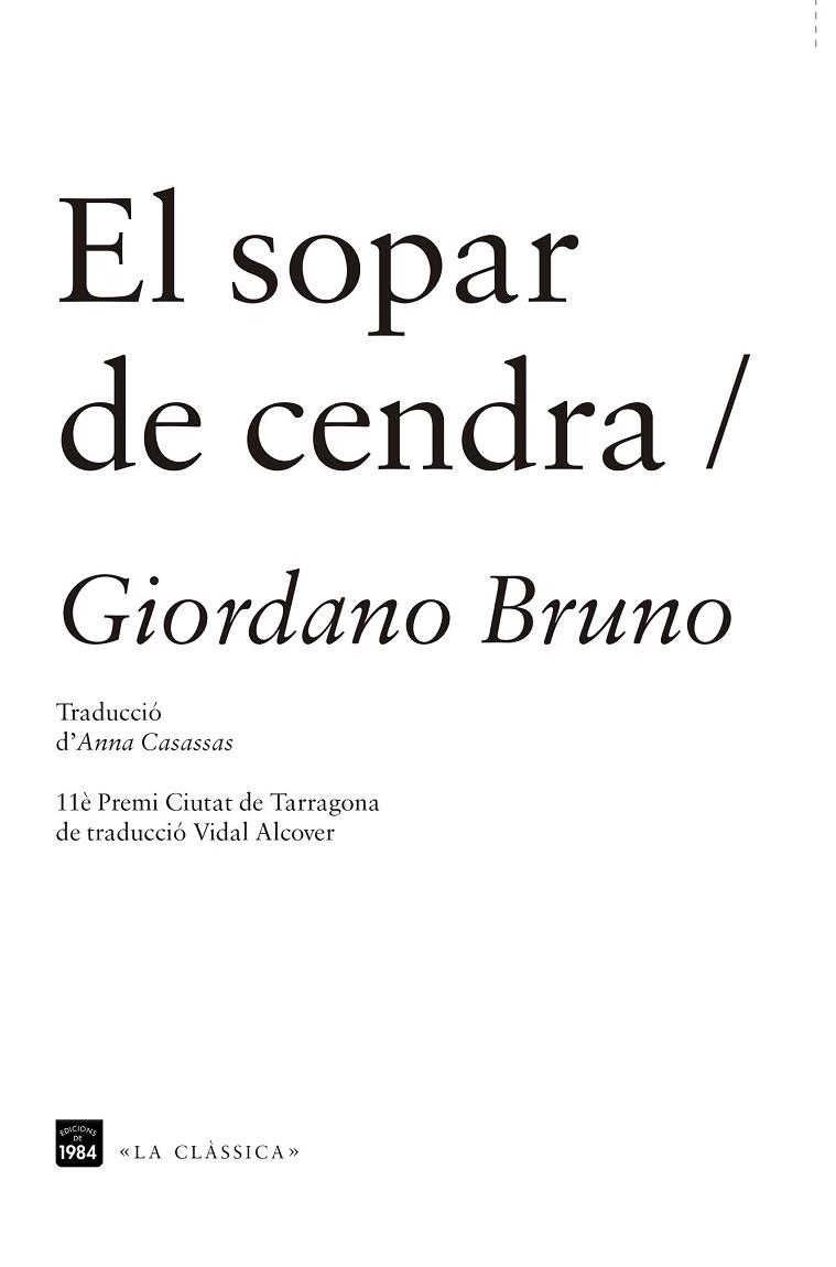 SOPAR DE CENDRA, EL | 9788415835288 | BRUNO, GIORDANO | Llibreria Drac - Llibreria d'Olot | Comprar llibres en català i castellà online