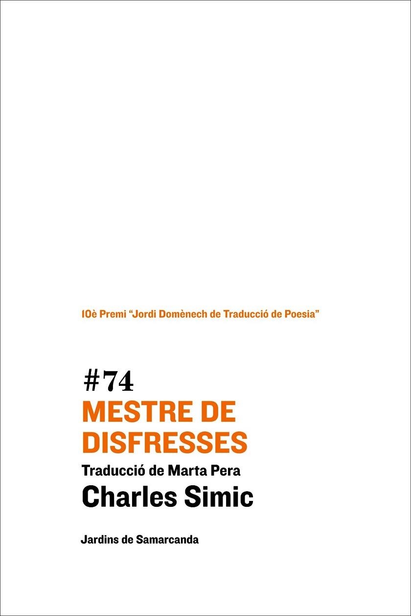 MESTRE DE DISFRESSES | 9788497665247 | SIMIC, CHARLES | Llibreria Drac - Librería de Olot | Comprar libros en catalán y castellano online