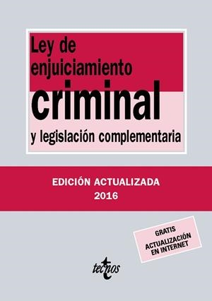 LEY DE ENJUICIAMIENTO CRIMINAL (2016) | 9788430970018 | AAVV | Llibreria Drac - Librería de Olot | Comprar libros en catalán y castellano online