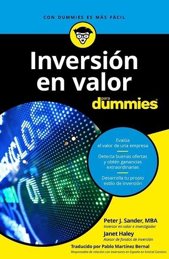 INVERSIÓN EN VALOR PARA DUMMIES | 9788432903922 | SANDER, PETER J.; HALEY, JANET | Llibreria Drac - Librería de Olot | Comprar libros en catalán y castellano online