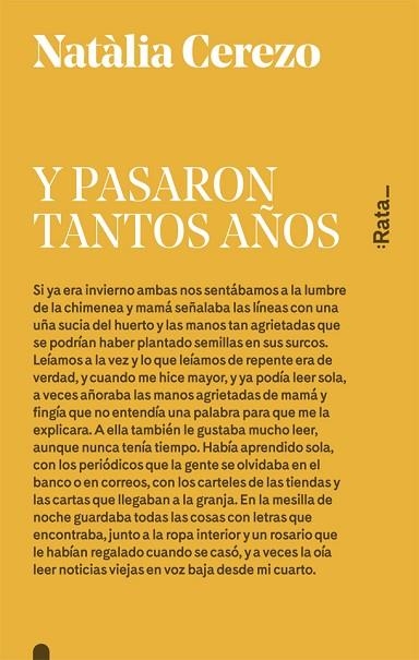 Y PASARON TANTOS AÑOS | 9788416738052 | CEREZO, NATÀLIA | Llibreria Drac - Librería de Olot | Comprar libros en catalán y castellano online