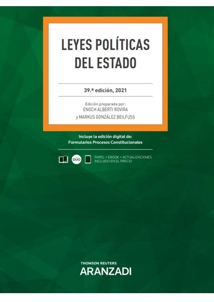 LEYES POLÍTICAS DEL ESTADO (PAPEL + E-BOOK) | 9788413905716 | ALBERTI ROVIRA, ENOCH/GONZÁLEZ BEILFUSS, MARKUS | Llibreria Drac - Librería de Olot | Comprar libros en catalán y castellano online