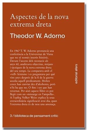 ASPECTES DE LA NOVA EXTREMA DRETA | 9788418618413 | ADORNO, THEODOR W. | Llibreria Drac - Librería de Olot | Comprar libros en catalán y castellano online