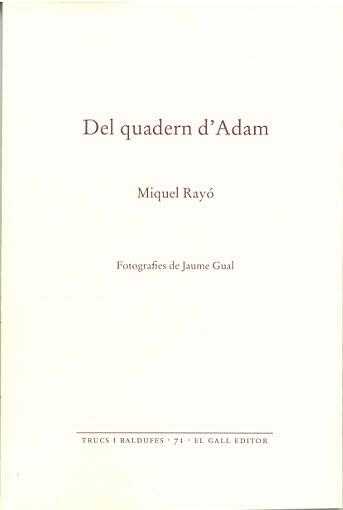 DEL QUADERN D'ADAM | 9788419321145 | RAYÓ, MIQUEL | Llibreria Drac - Librería de Olot | Comprar libros en catalán y castellano online