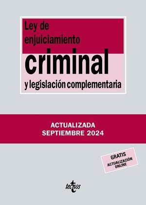 LEY DE ENJUICIAMIENTO CRIMINAL Y LEGISLACIÓN COMPLEMENTARIA (ED. 2024) | 9788430990986 | EDITORIAL TECNOS | Llibreria Drac - Librería de Olot | Comprar libros en catalán y castellano online