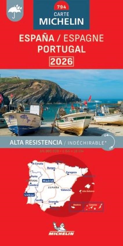 MAPA MICHELIN ESPAÑA PORTUGAL 2026 ALTA RESISTENCIA (NATIONAL 794) | 9782067270381 | AA.DD. | Llibreria Drac - Librería de Olot | Comprar libros en catalán y castellano online