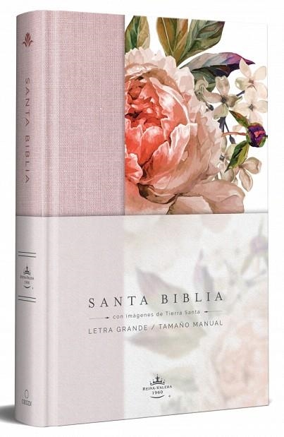 BIBLIA REINA VALERA 1960 LETRA GRANDE. TAPA DURA, TELA ROSADA CON FLORES, TAMAÑO MANUAL | 9781644733875 | REINA VALERA REVISADA 1909 | Llibreria Drac - Librería de Olot | Comprar libros en catalán y castellano online